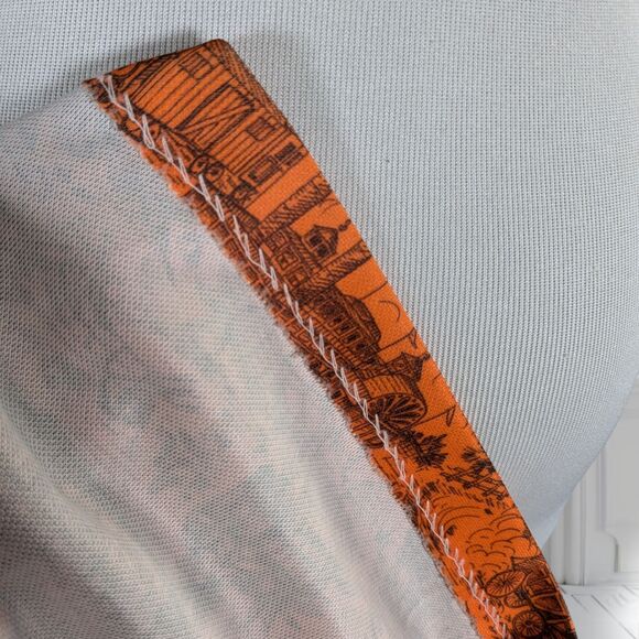 Vintage 60s Mod Belted Shift Dress Size S Orange Americana Print Old West - Picture 14 of 14